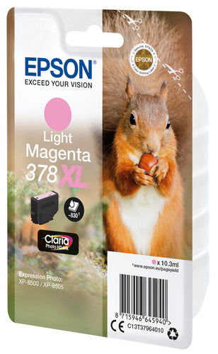 Epson Squirrel Singlepack Light Magenta 378XL Claria Photo HD Ink Epson Squirrel Singlepack Light Magenta 378XL Claria Photo HD Ink